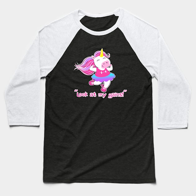 Unicorn fitness Baseball T-Shirt by TimAddisonArt